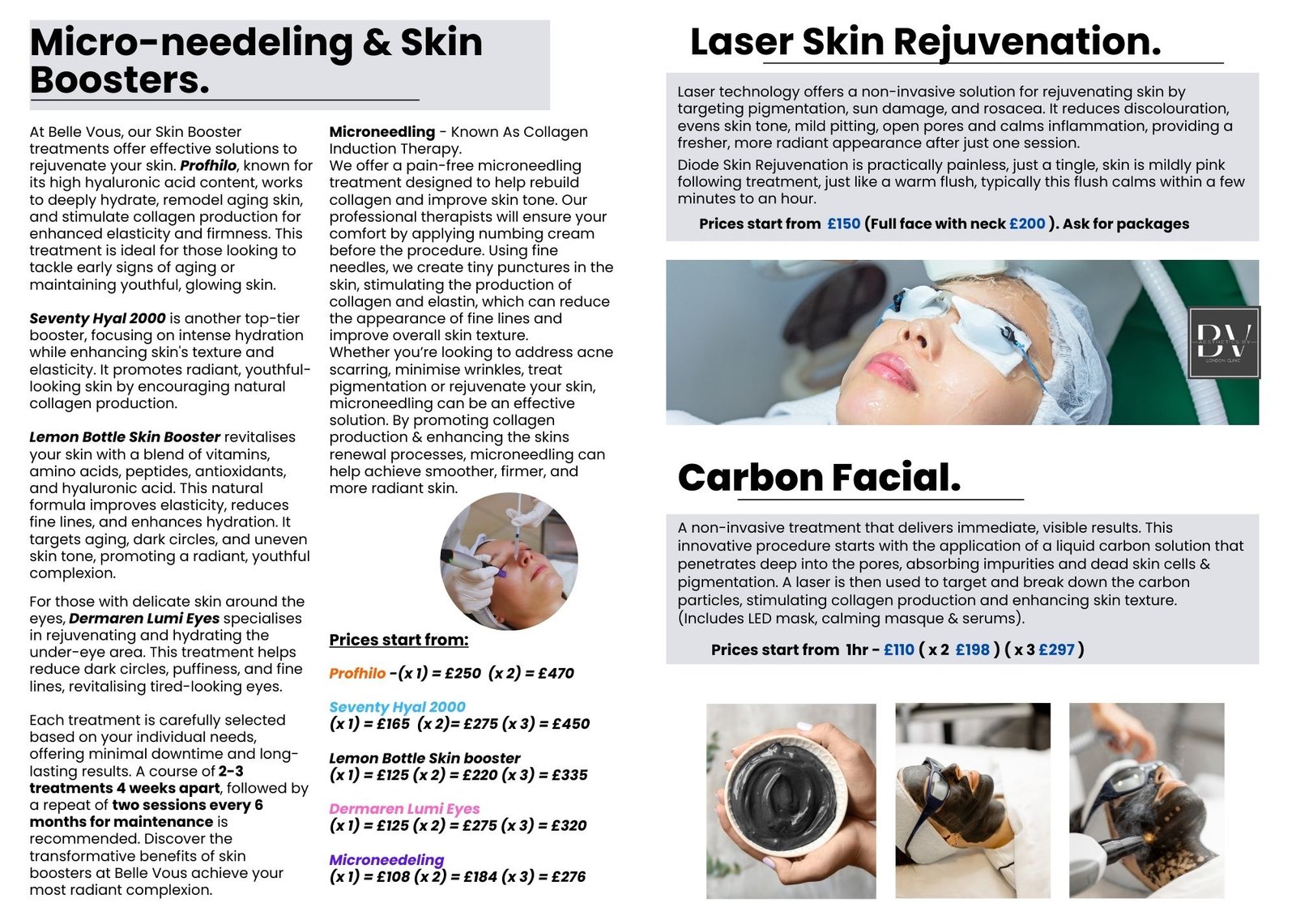 Price List For Aesthetics