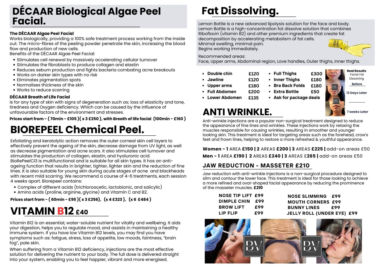Price List For Aesthetics